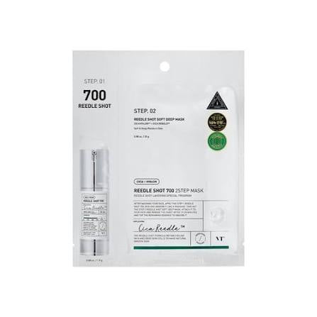 Packaging of Reede Shot 700 skincare product with step-by-step instructions on a white background