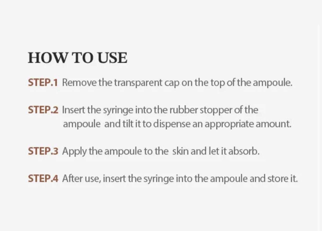 Instructions on how to use an ampoule with a syringe on a white background