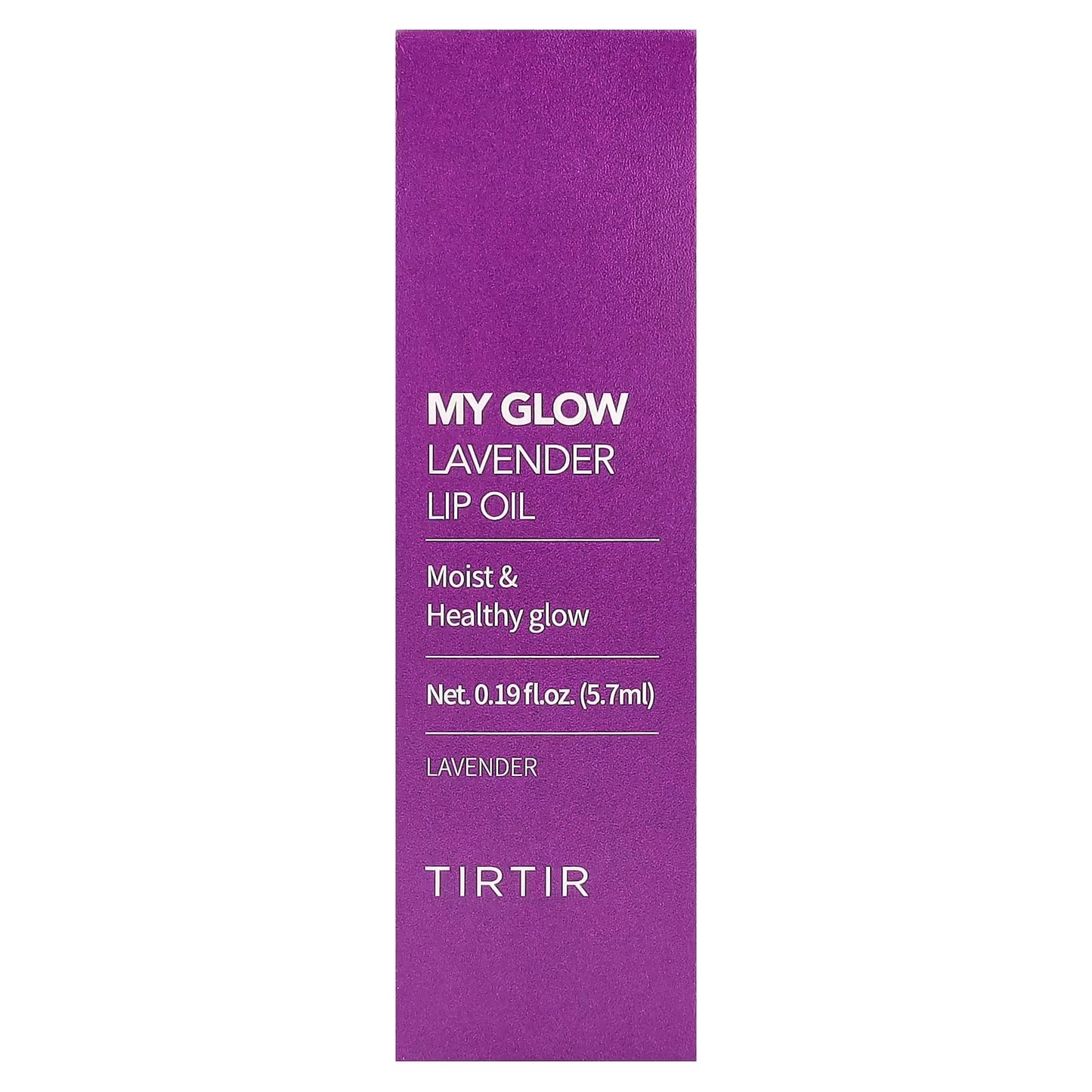 Purple packaging of TIRTIR My Glow Lavender Lip Oil on a white background