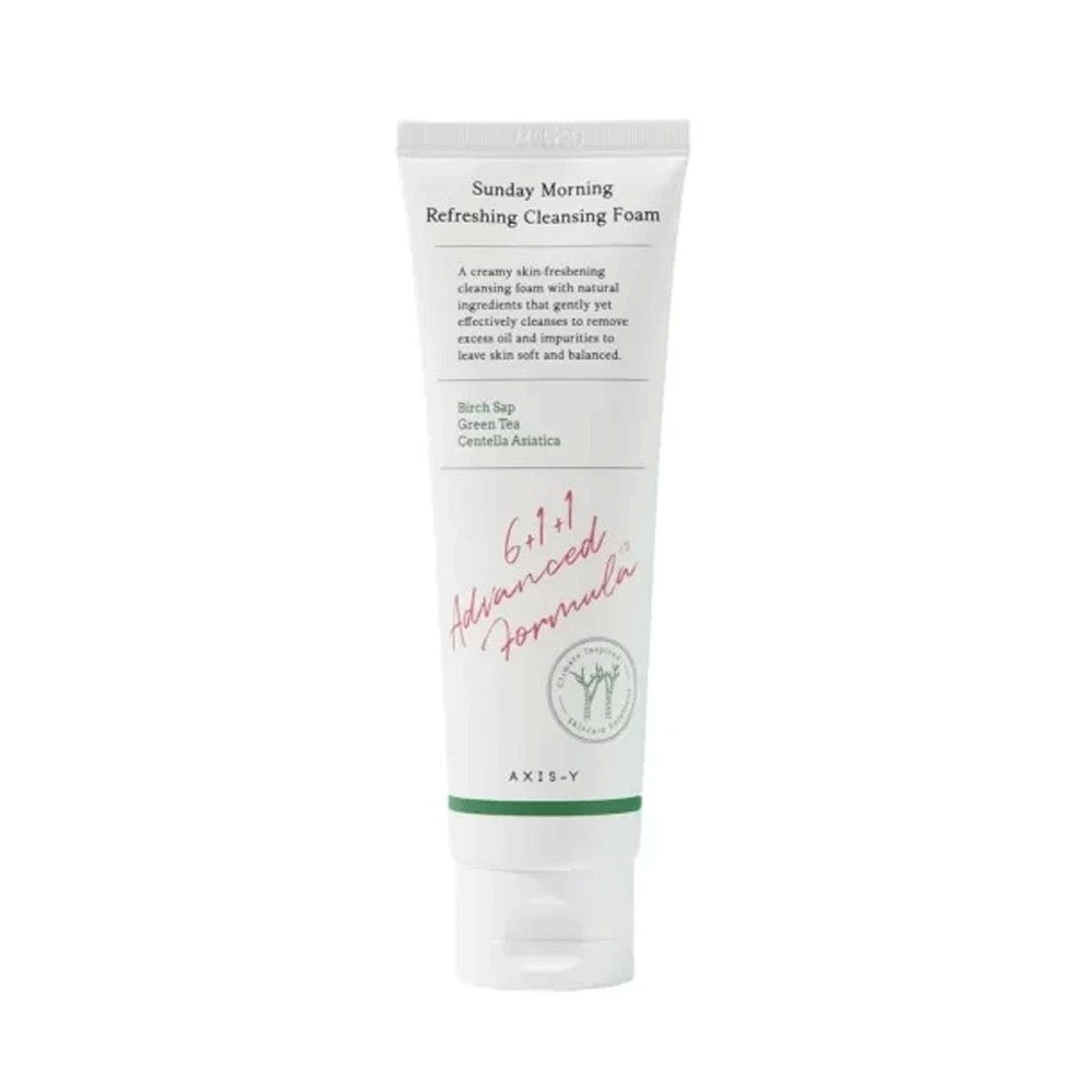 Tube of Sunday Morning Refreshing Cleansing Foam on a white background