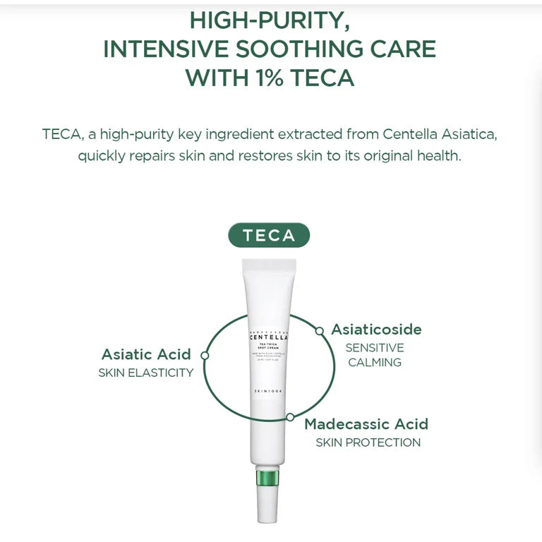 Skincare product with TECA ingredient on a white background