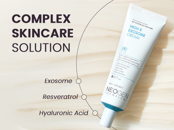 Neogen skincare cream tube with ingredients listed on a wooden background