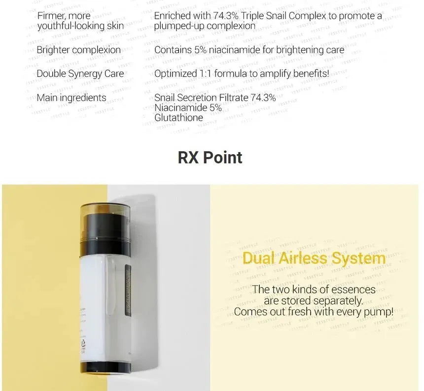 Product packaging with text detailing features and ingredients on a white background