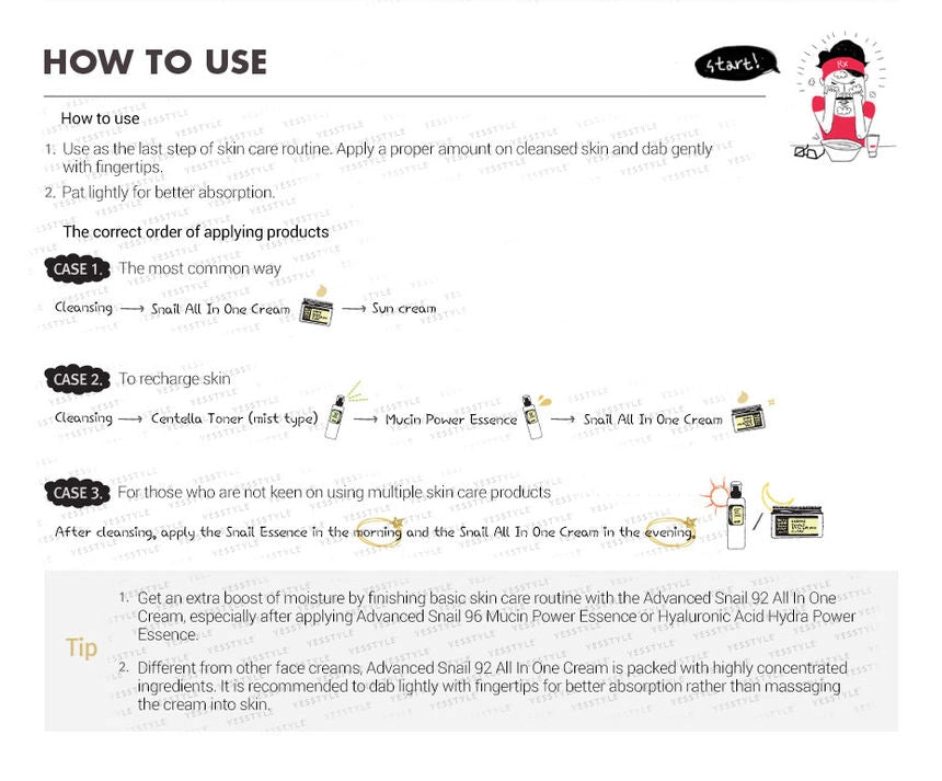 Instructions on how to use a skincare product with illustrations and text.