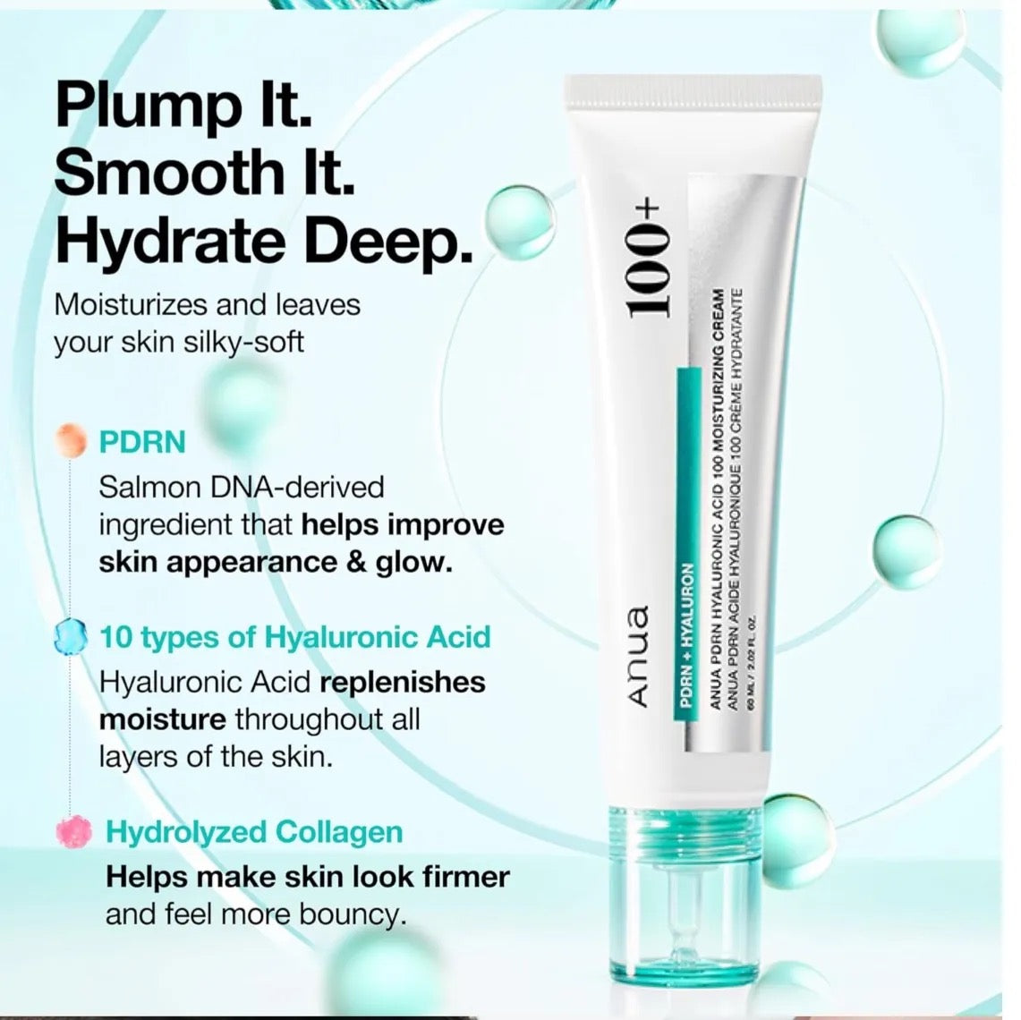 Anua PDRN Hyaluronic Acid 100 Moisture Cream 60ml