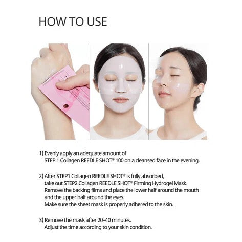 Instructions on how to use a facial mask with step-by-step guidance.