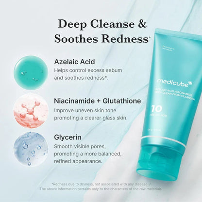 MEDICUBE Azelaic Acid Niacinamide Deep Clean Foam Cleanser – 120g