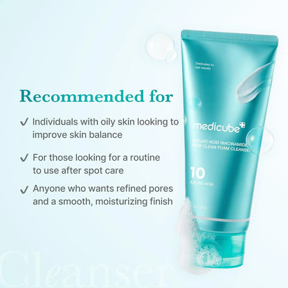 MEDICUBE Azelaic Acid Niacinamide Deep Clean Foam Cleanser – 120g