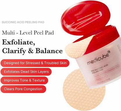 MEDICUBE Red Succinic Acid Peeling Pad – 70 Pads
