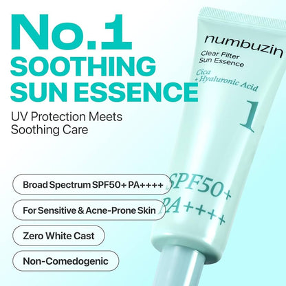 Numbuzin No.1 Clear Filter Sun Essence SPF50+ PA++++ 50ml