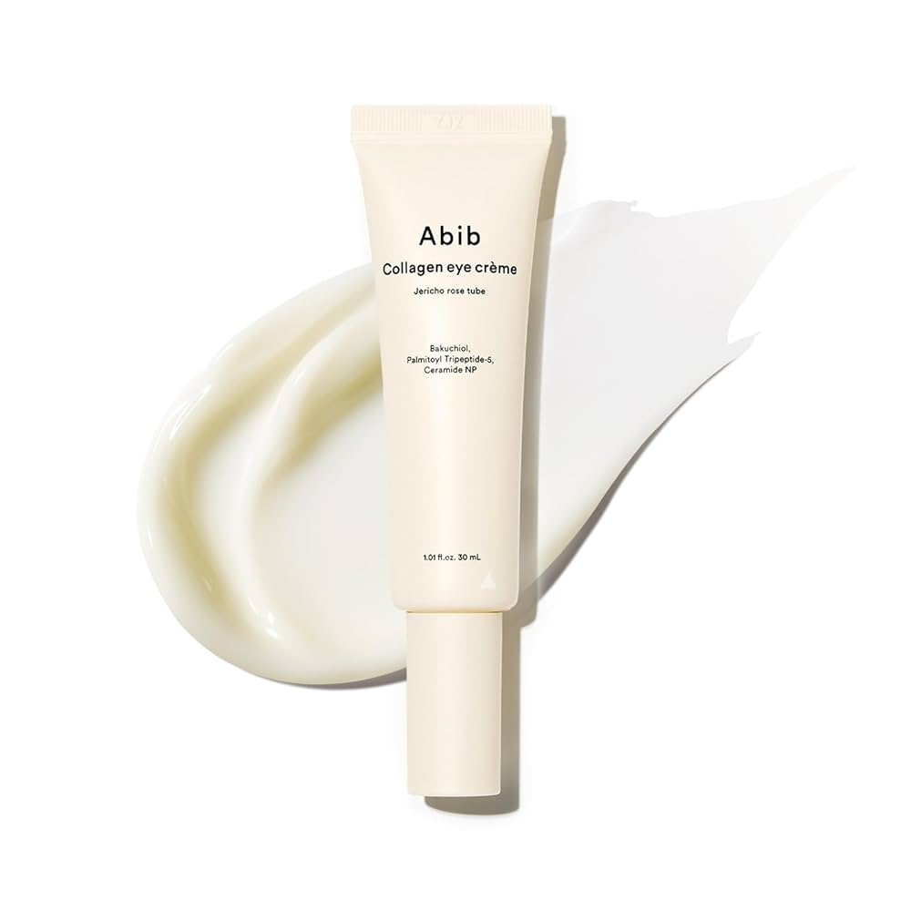 Collagen eye crème tube with 'Abib' branding on a white background