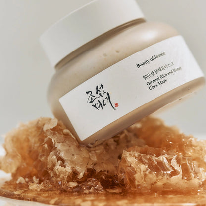 Beauty of Joseon Ground Rice and Honey Glow Mask with honeycomb on a white background
