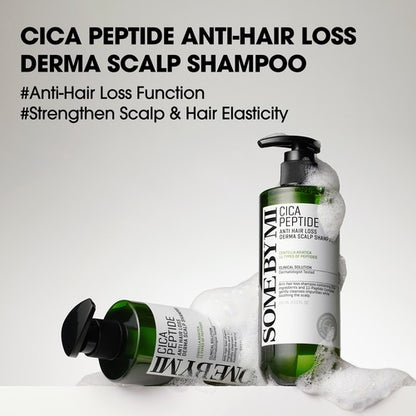 CICA Peptide Anti-Hair Loss Derma Scalp Shampoo with pump bottles on a white background