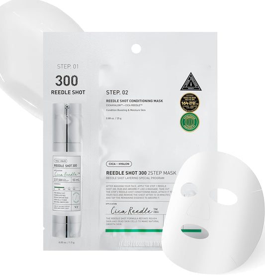 Cica Reedele skincare product set with serum, mask, and packaging on a white background