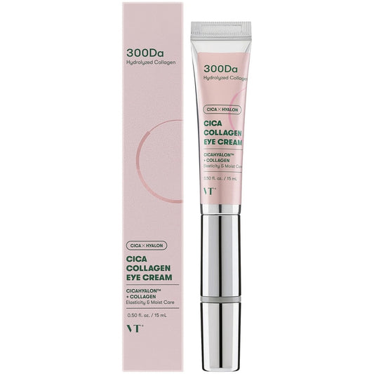 Cica collagen eye cream with packaging on a white background