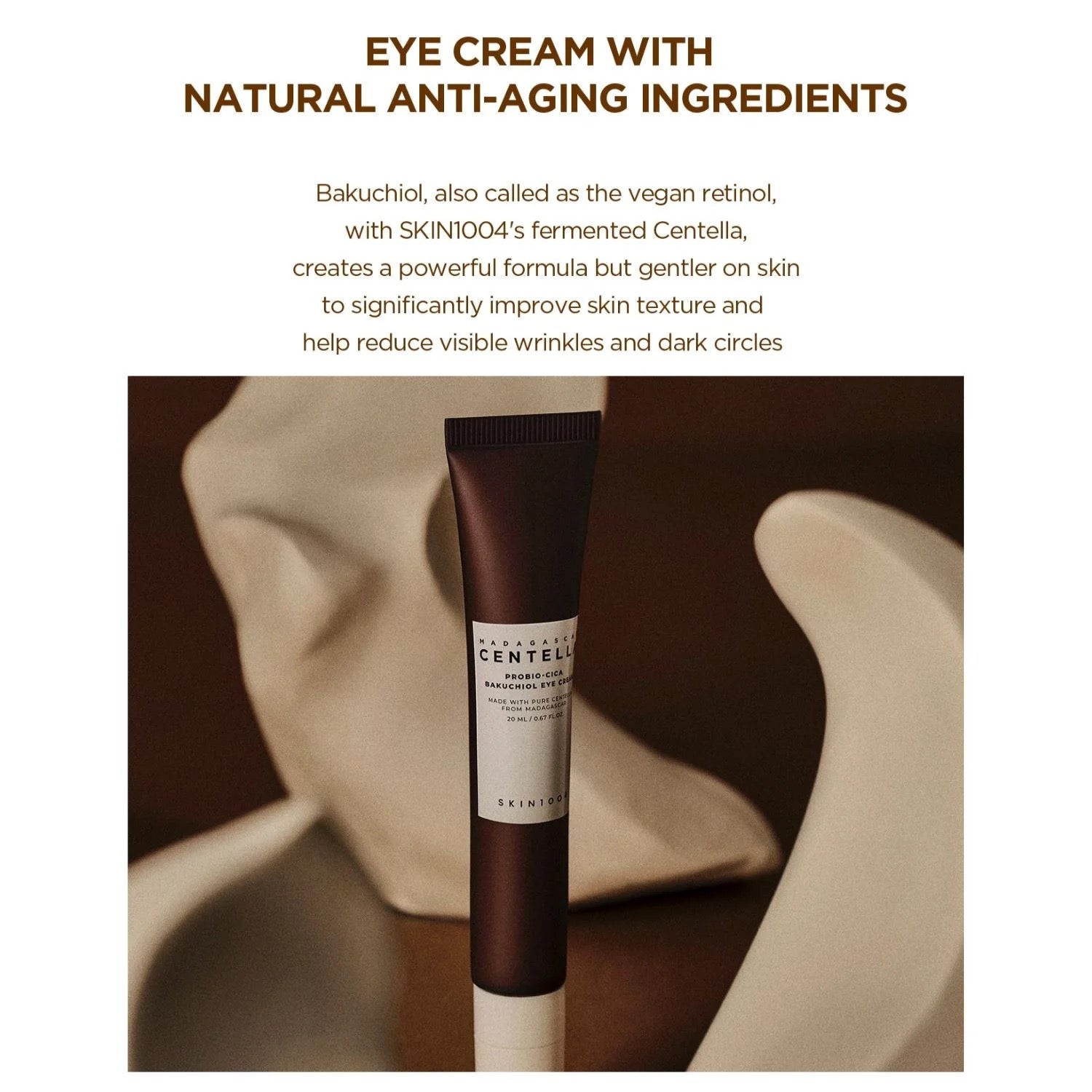 Eye cream with natural anti-aging ingredients on a blurred background