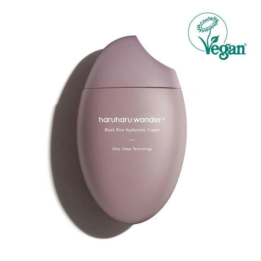 Haruharu Wonder cream bottle with 'Vegan' logo on a white background