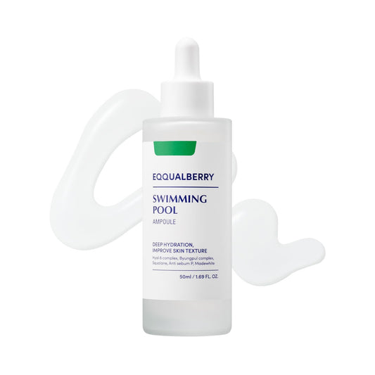 Skincare ampoule bottle with 'Equalberry' branding on a white background
