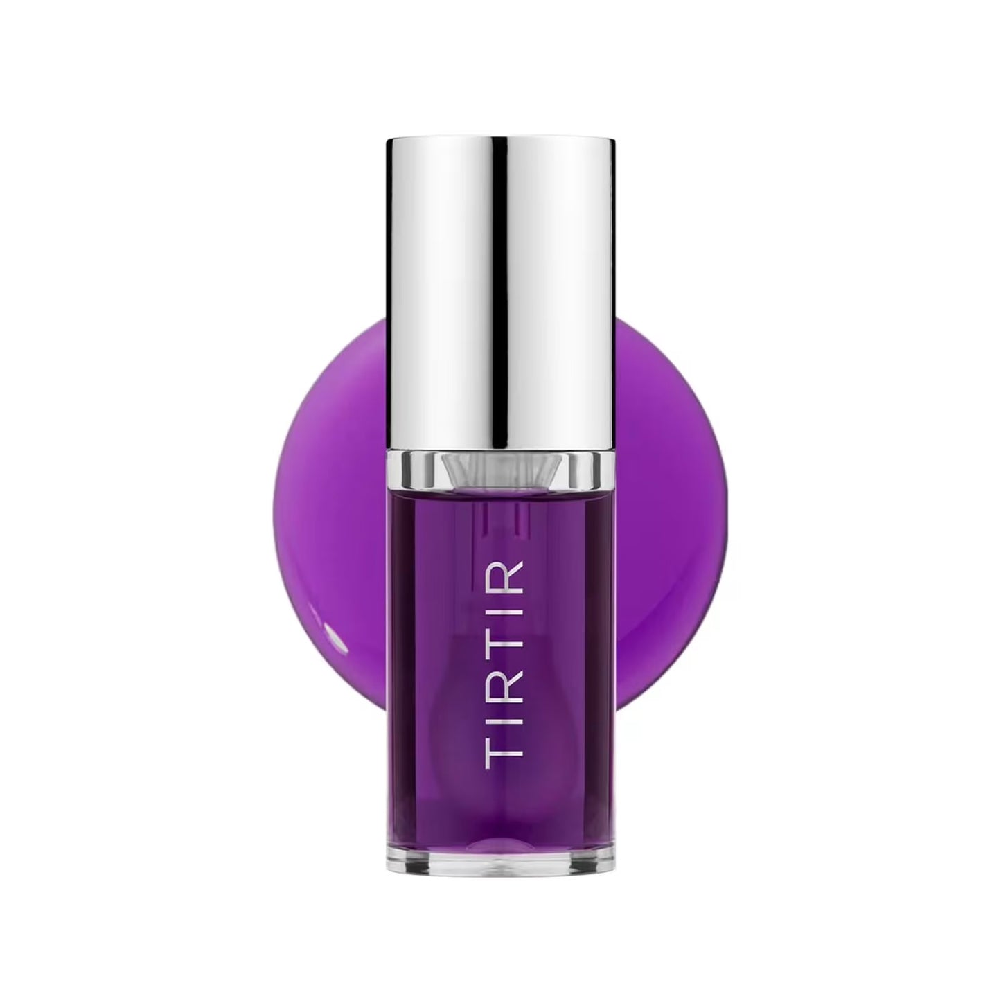 Purple lipstick with silver cap on a white background