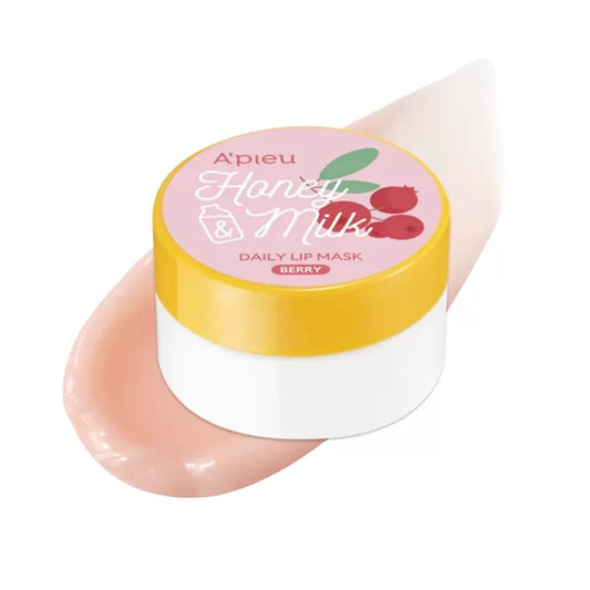 A'pieu Honey Milk Daily Lip Mask with pink lip mask on white background