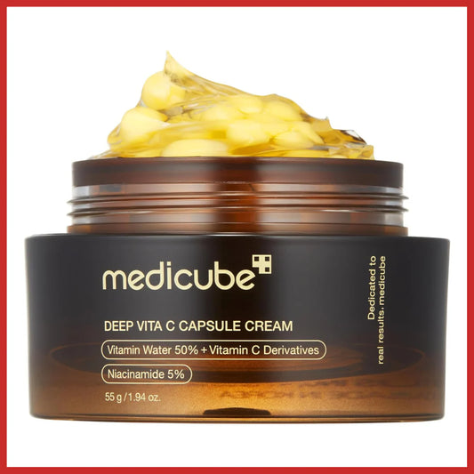 Medicube Deep Vita C Capsule Cream jar with cream on top