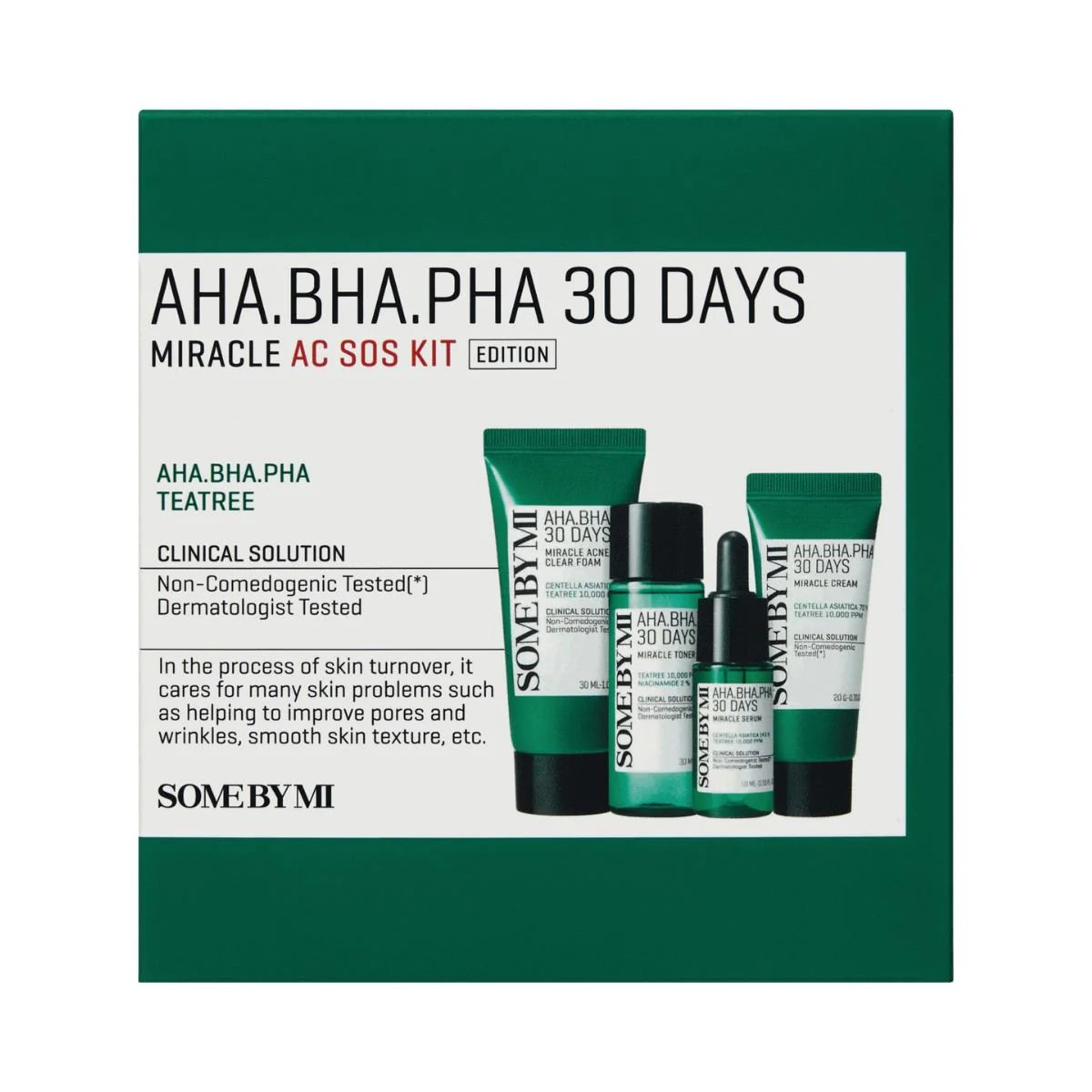 Some By Mi AHA.BHA.PHA 30 Days Miracle AC SOS Kit packaging on a white background