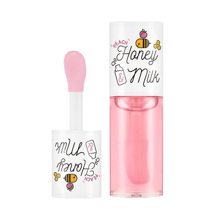 Pink lip balm with white container on a white background