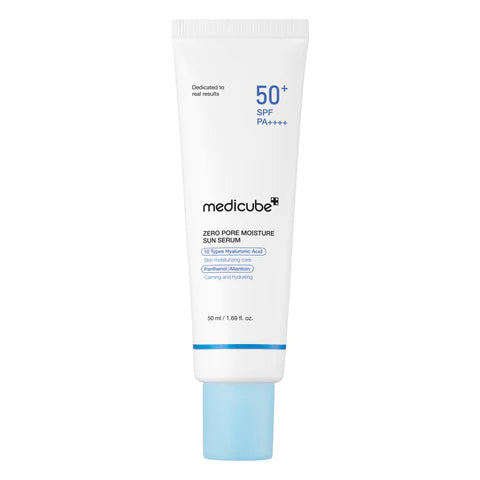 Medicube sunscreen serum bottle on a white background