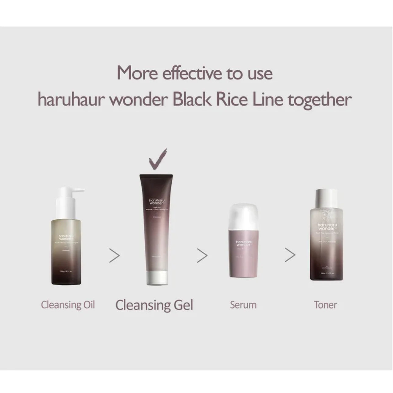Haruhaur wonder Black Rice Line skincare products on a white background