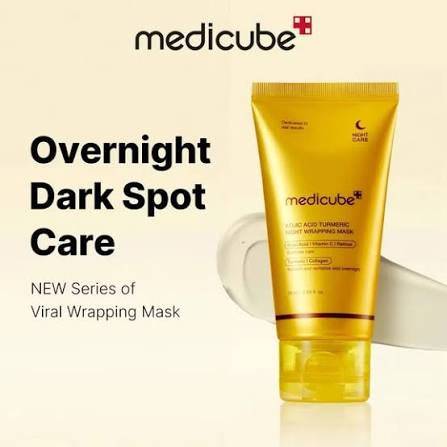 Medicube Overnight Dark Spot Care mask packaging on a beige background