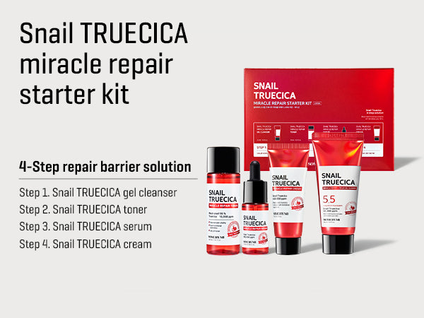 Snail TRUECICA miracle repair starter kit with products and packaging on a white background