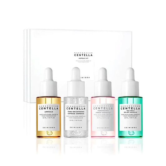 Set of Skinceed Centella Ampoule bottles on a white background