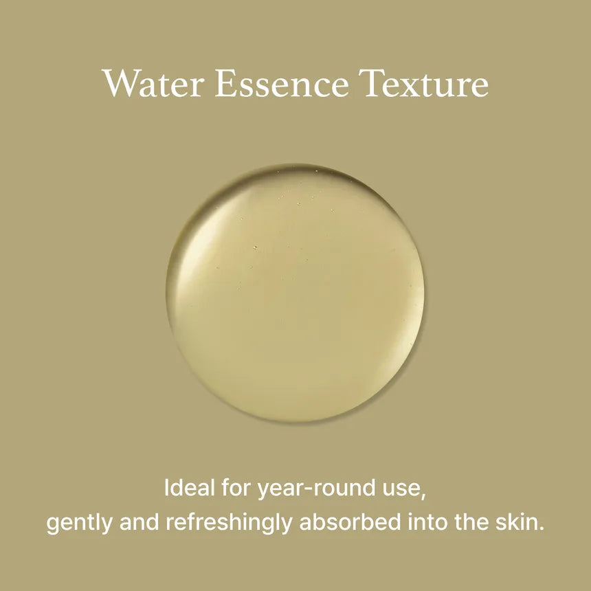 Gold circular texture sample with text on a beige background