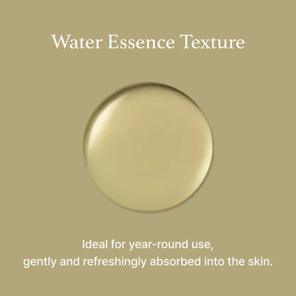 Gold circular texture sample with text on a beige background
