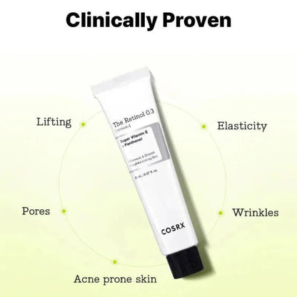 Cosrx skincare tube with benefits listed on a light yellow background