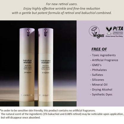 Two skincare bottles with product details and PETA approval logo on a purple background