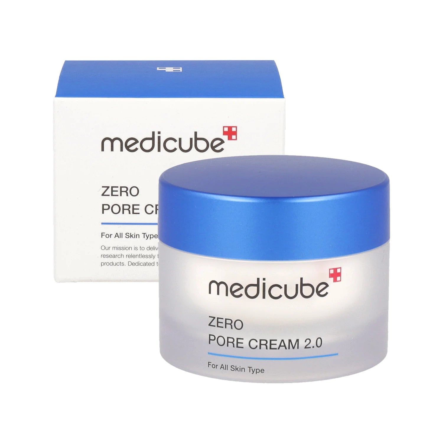 Medicube Zero Pore Cream 2.0 jar with packaging on a white background